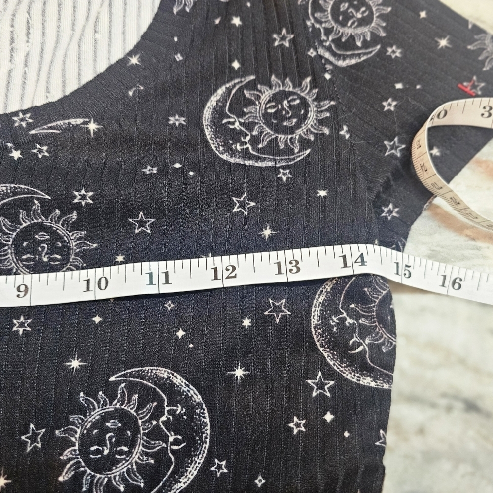 Celestial Print Ruched Drawstring Top | 1989 | Size M - Picture 6 of 8